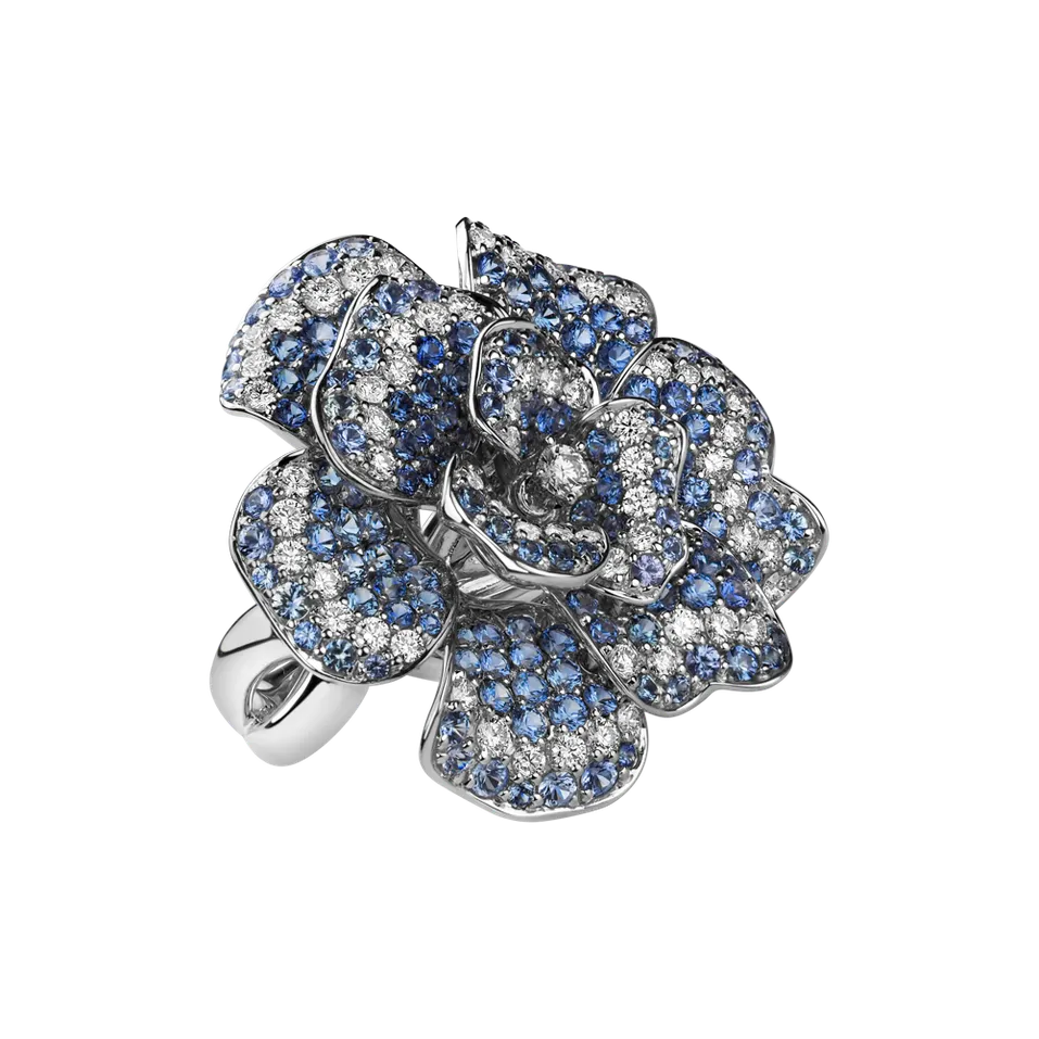 Prsten s diamanty a safíry Parissienne Rose