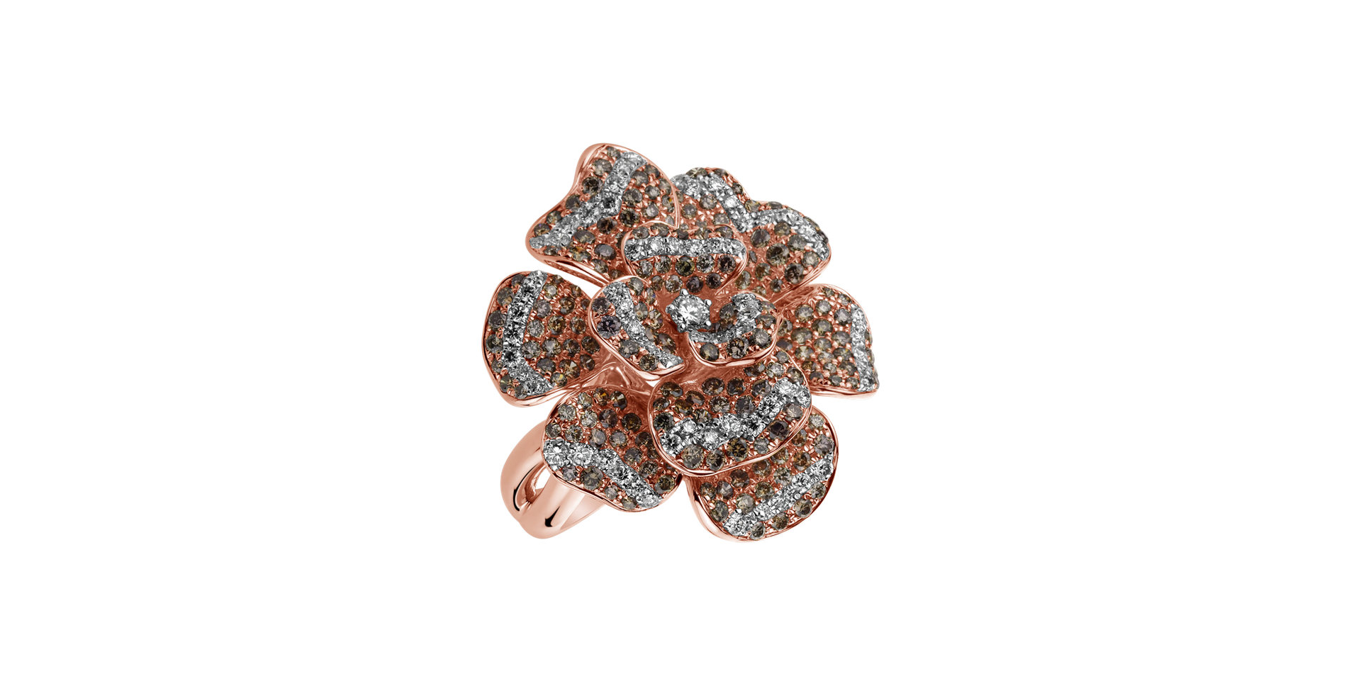 Prsten s bílými a hnědými diamanty Angel Rose