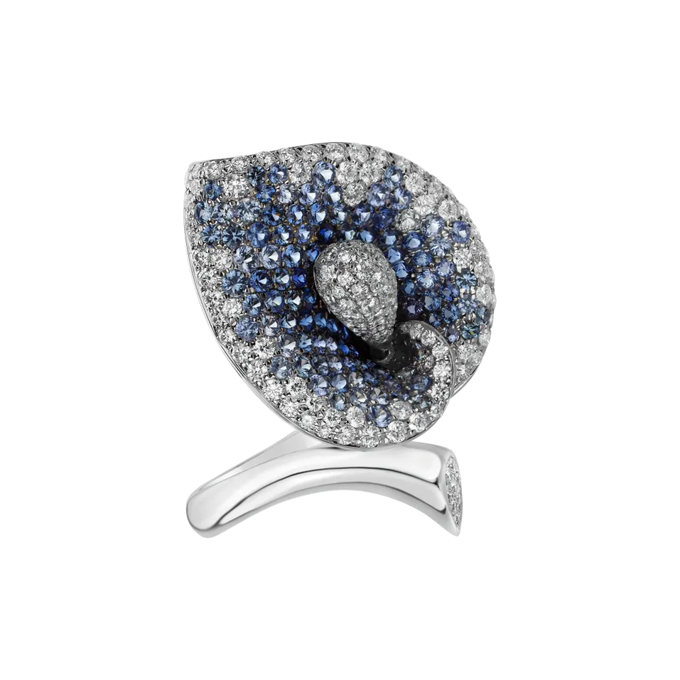 Prsten s diamanty a safíry Ice Lily