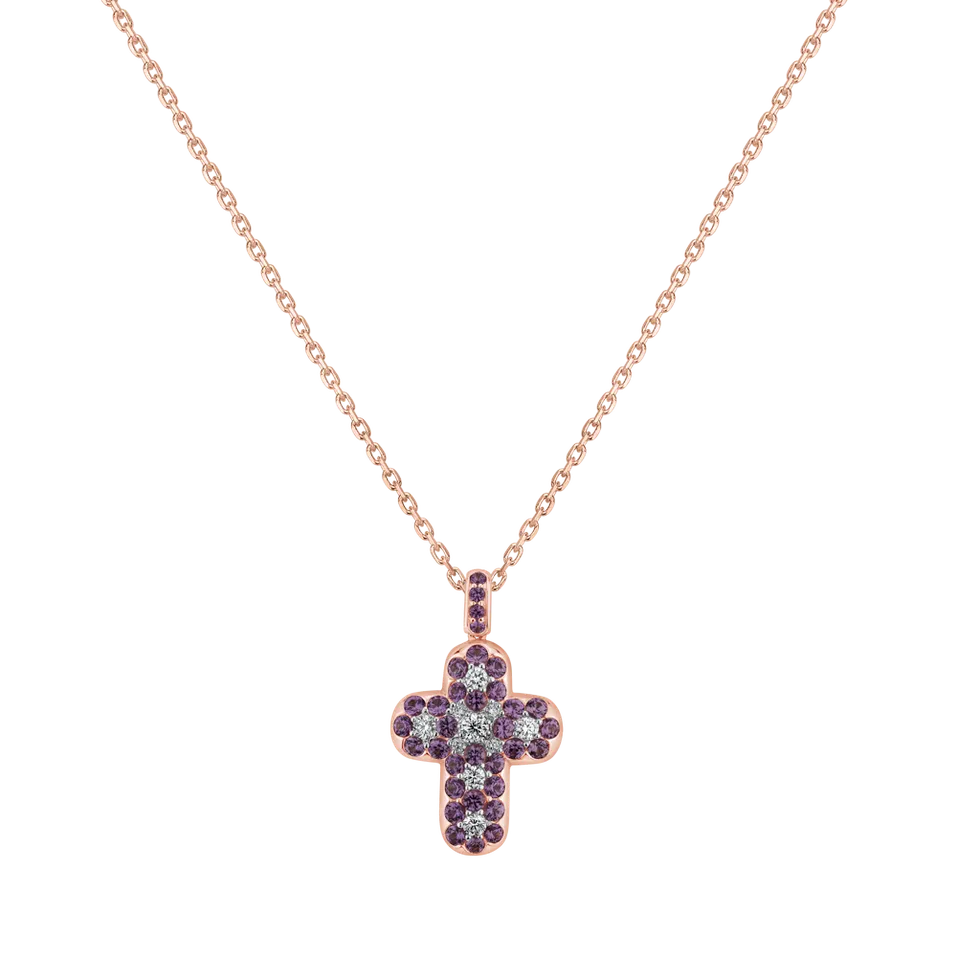 Přívěs s diamanty a safíry Cross of  Luck