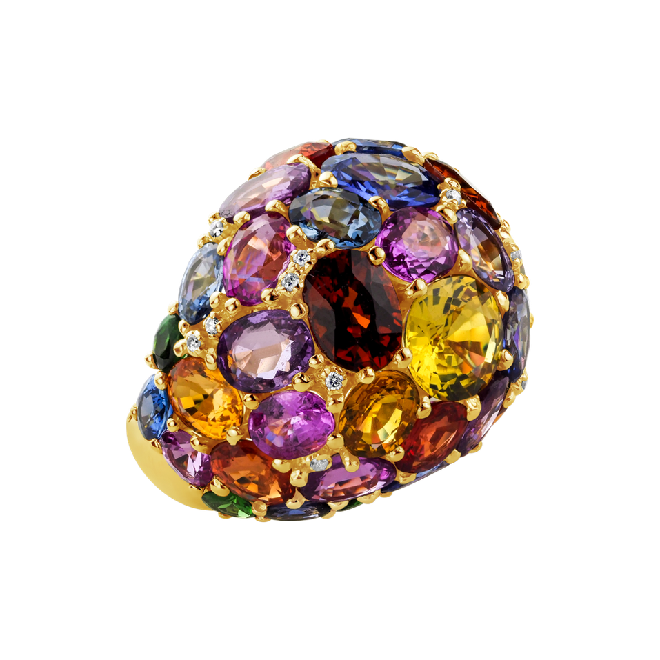 Prsten s diamanty, safíry a tanzanity Cheyenne