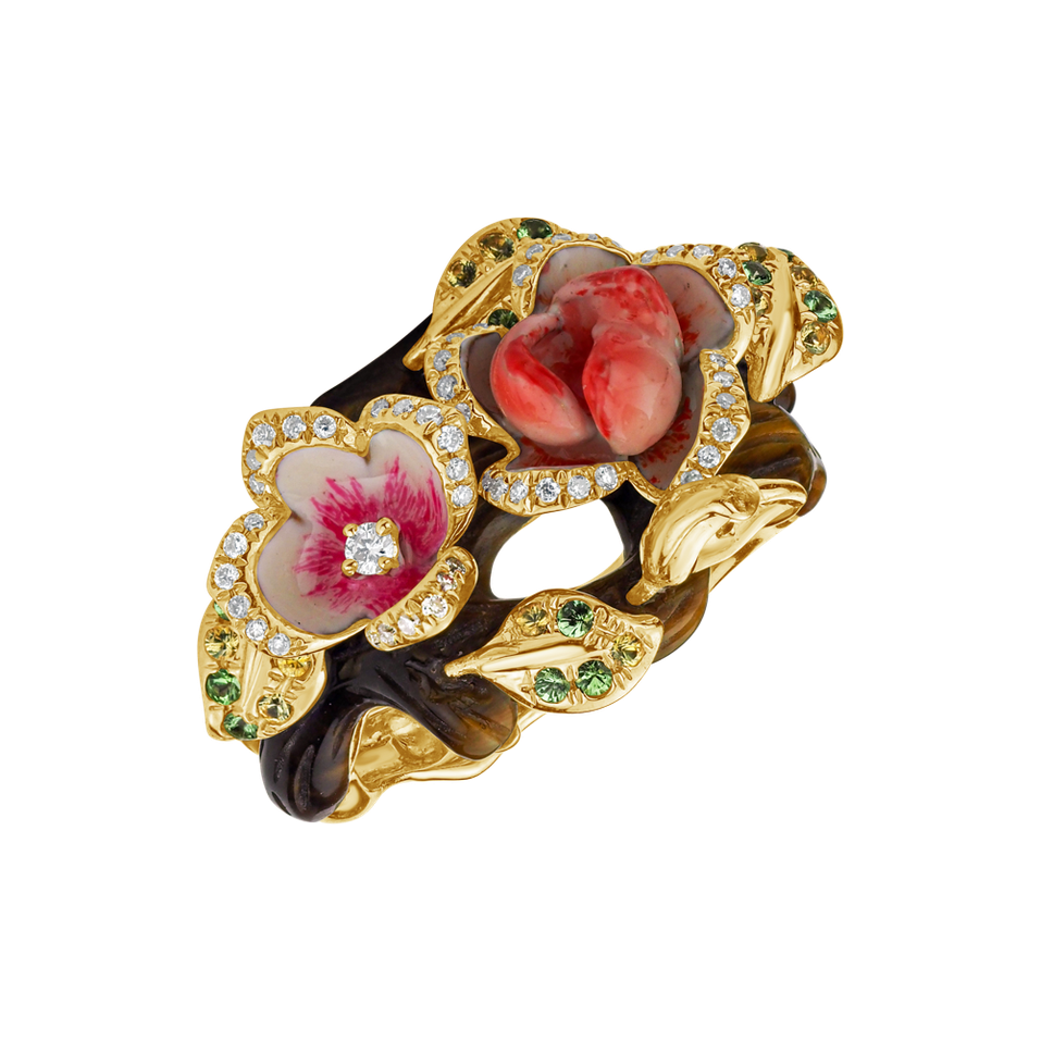 Prsten s diamanty a drahokamy Diorella