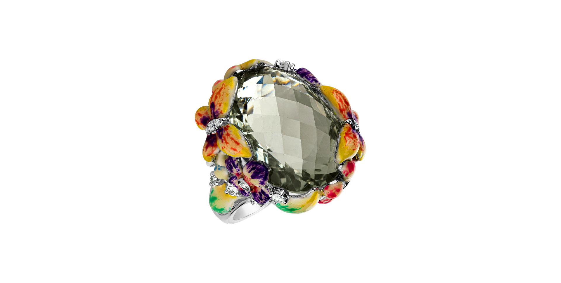 Prsten s ametystem, diamanty a emaily Mountain Meadow