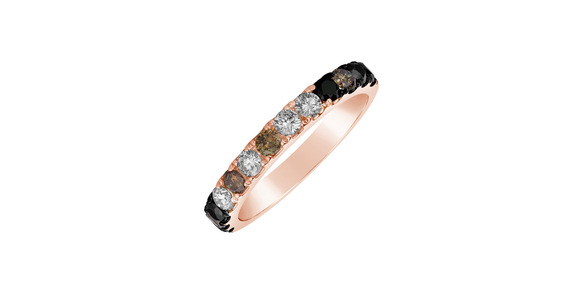 Prsten s černými, bílými a hnědými diamanty Amber Haze