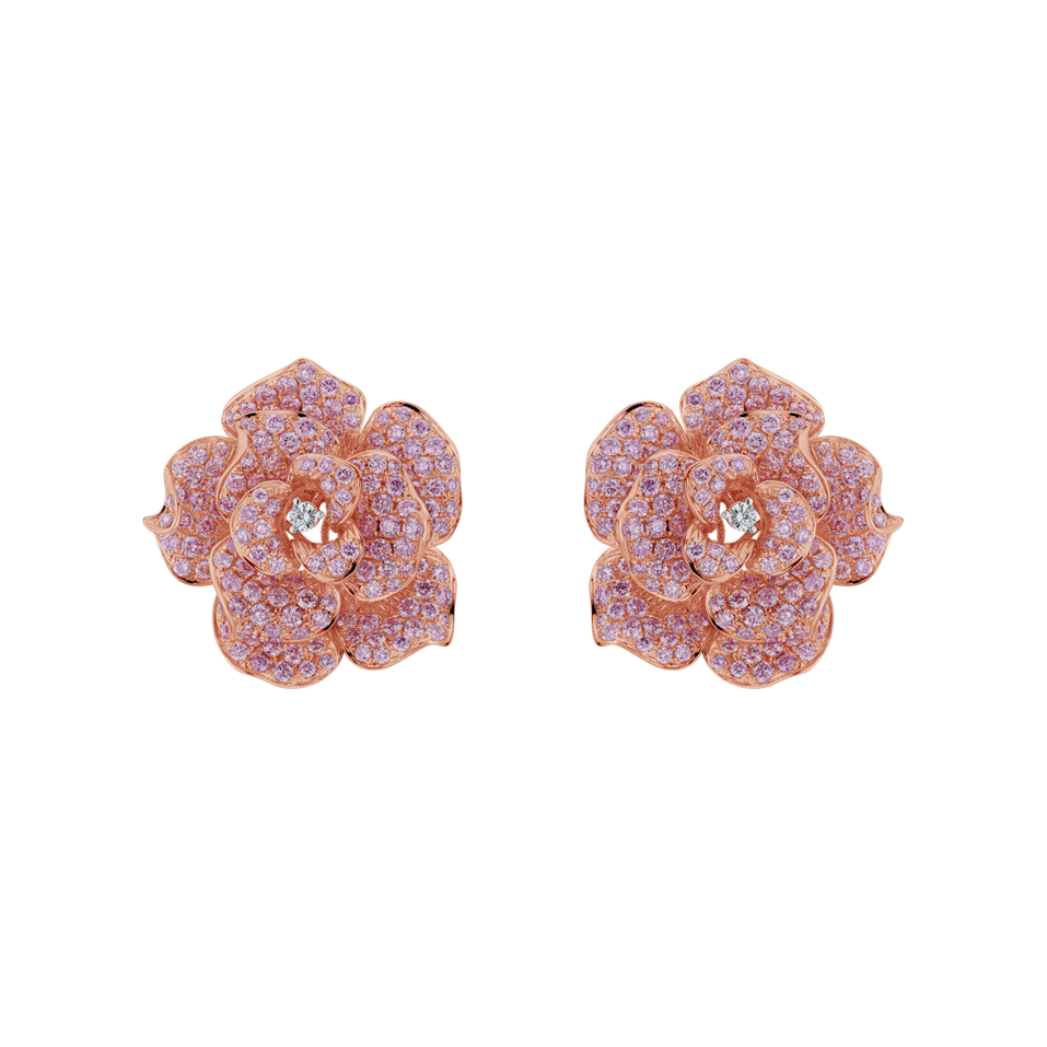 Náušnice s růžovými diamanty Papaya Rose