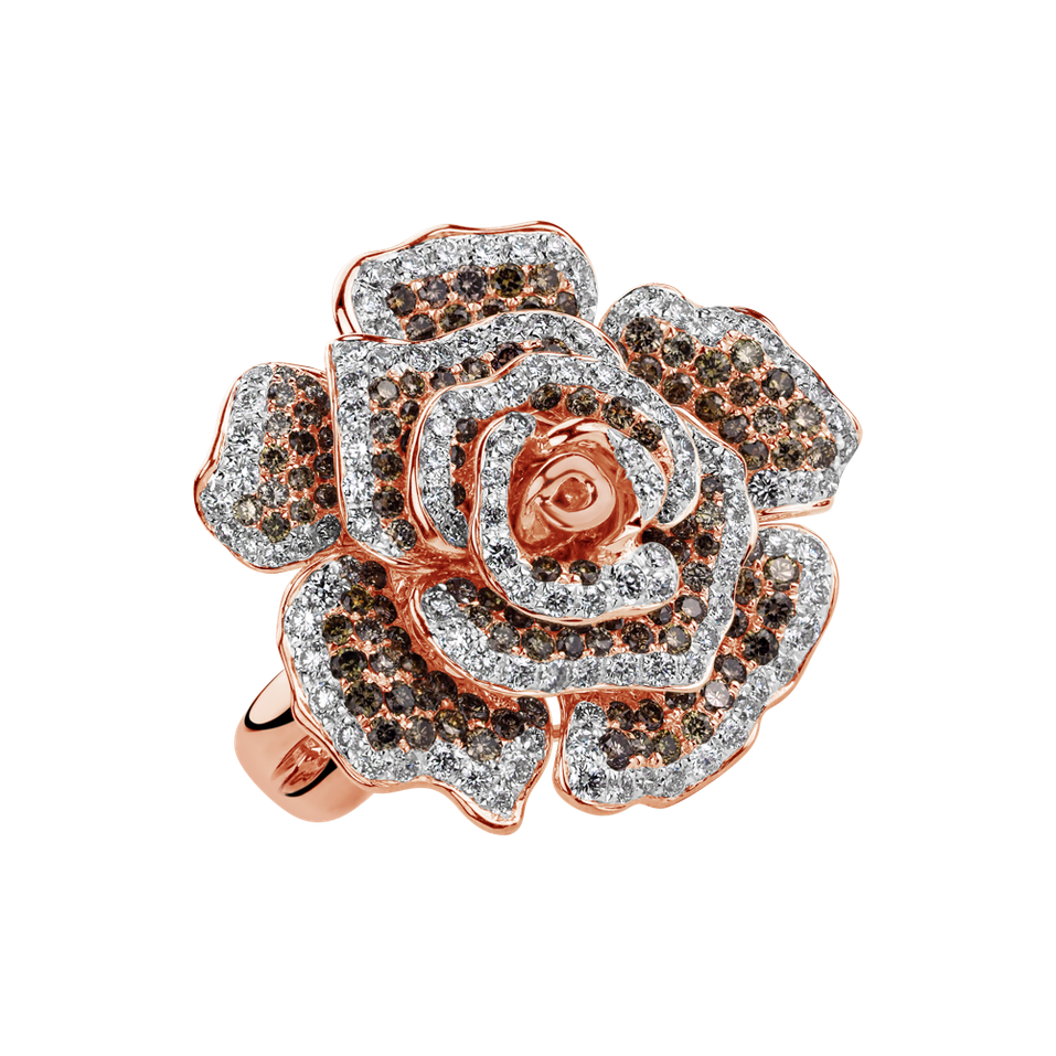 Prsten s bílými a hnedými diamanty Frances