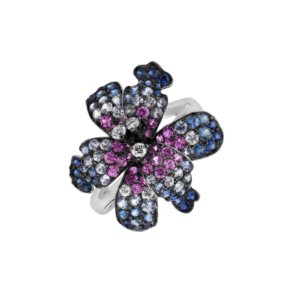 Prsten s diamanty a safíry Caryan