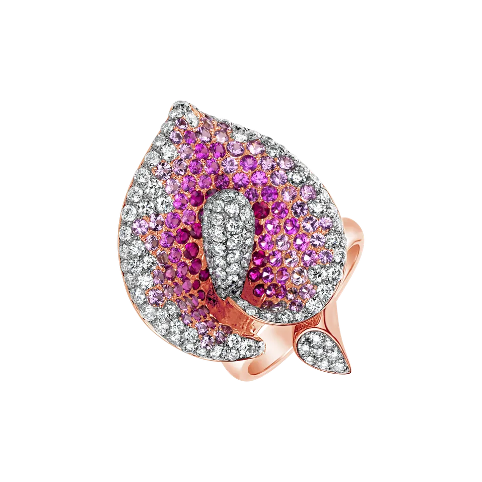 Prsten s diamanty a safíry Ice Lily