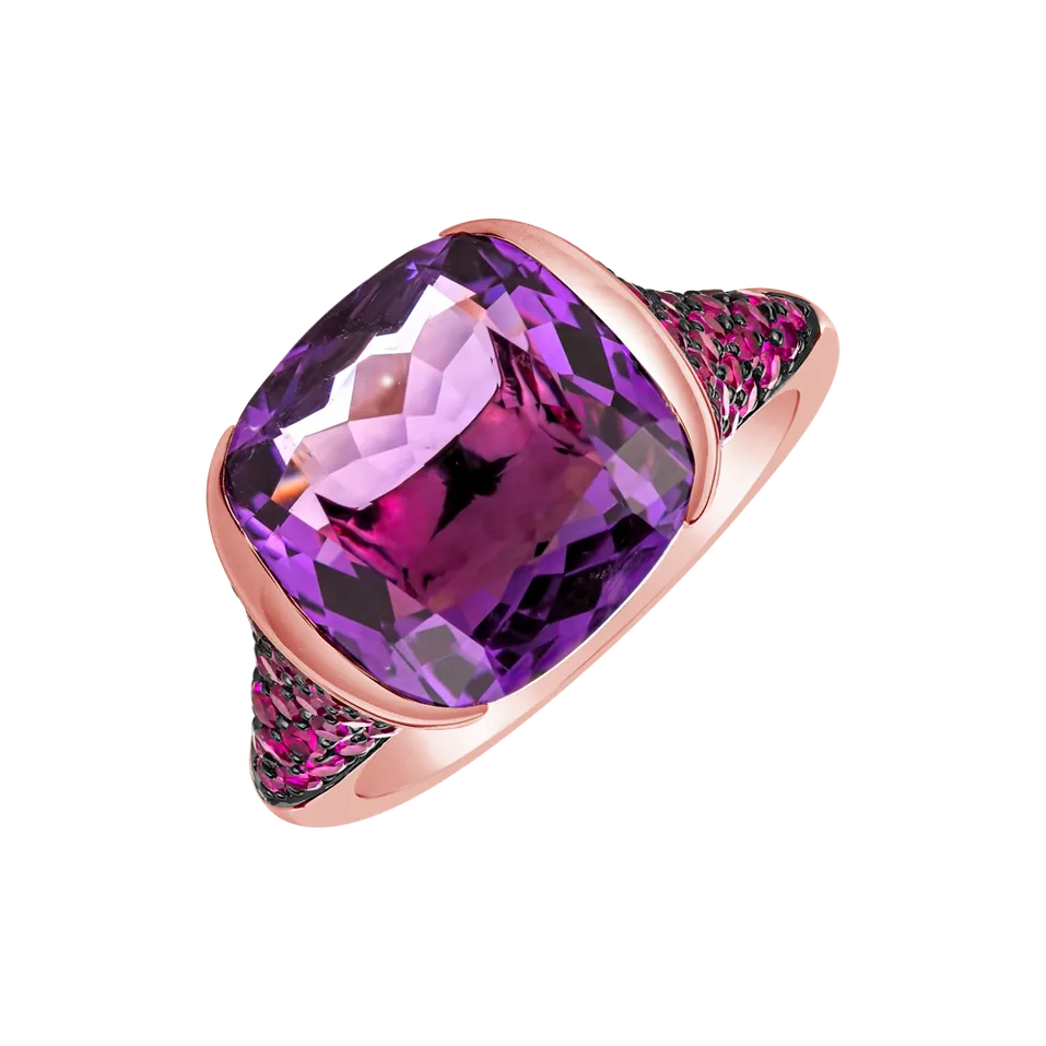 Prsten s rubíny a ametystem Mystic Queen