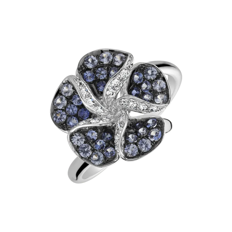 Prsten s diamanty a safíry Poetic Orchid