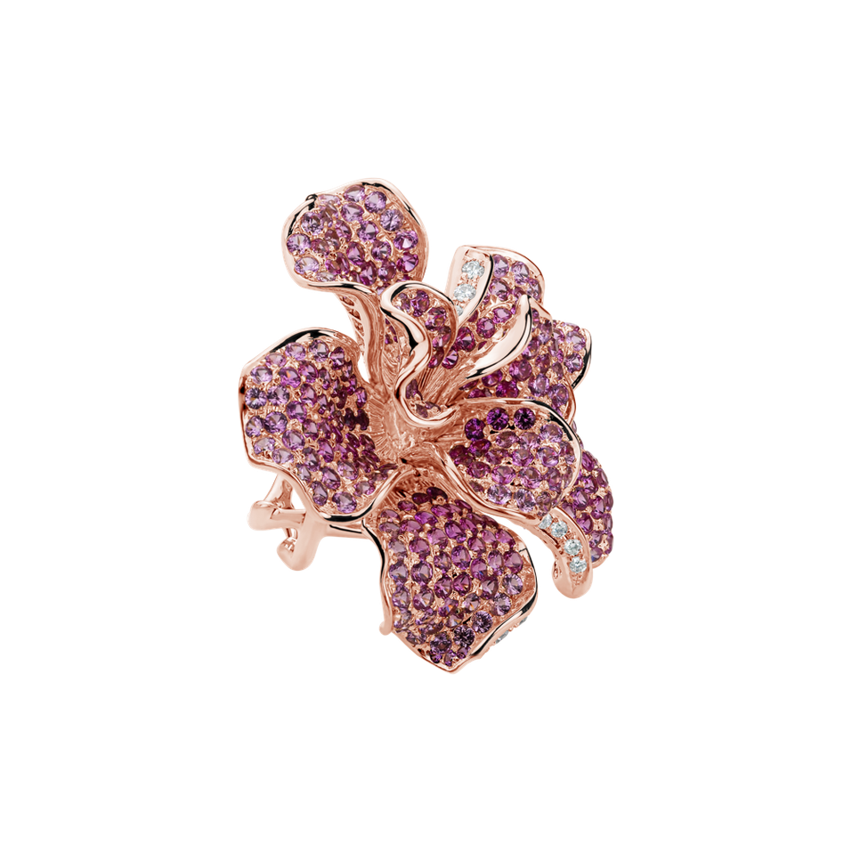 Prsten s diamanty a safíry Violet Flower