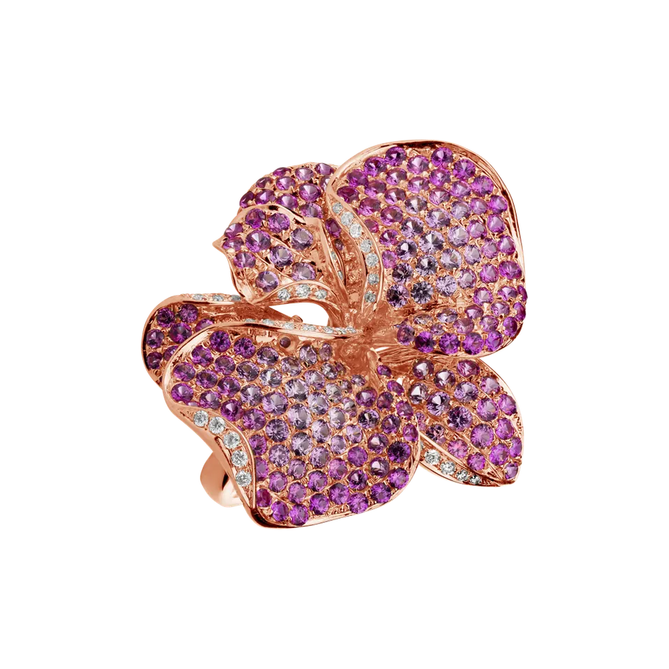 Prsten s diamanty a safíry Star Orchid