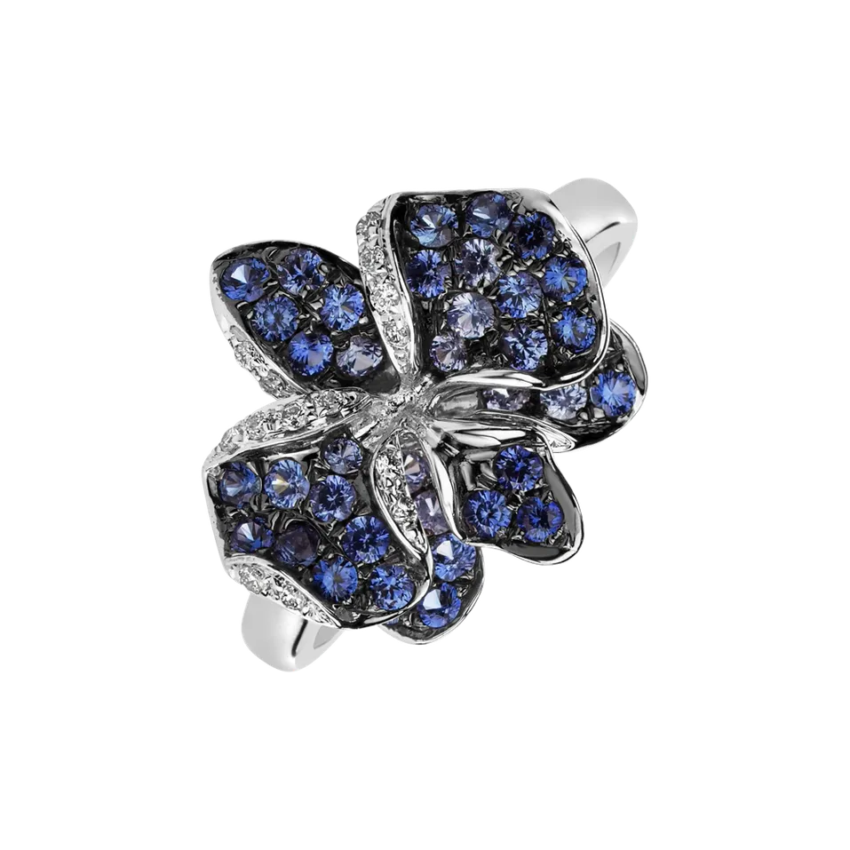 Prsten s diamanty a safíry Noble Orchid