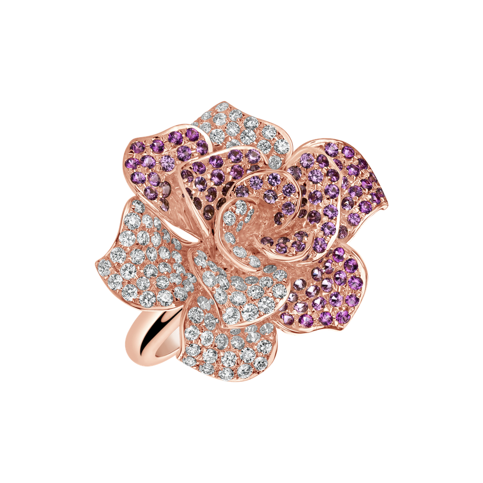 Prsten s diamanty a safíry Heavenly Magnolia