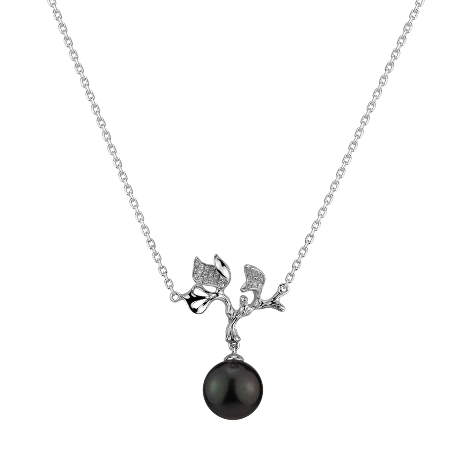 Náhrdelník s perlou a diamanty Midnight Sea