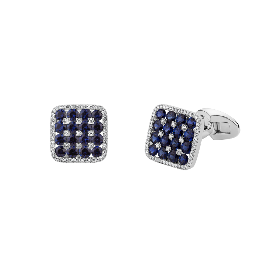 Manžetové knoflíky s diamanty a safíry Wellington