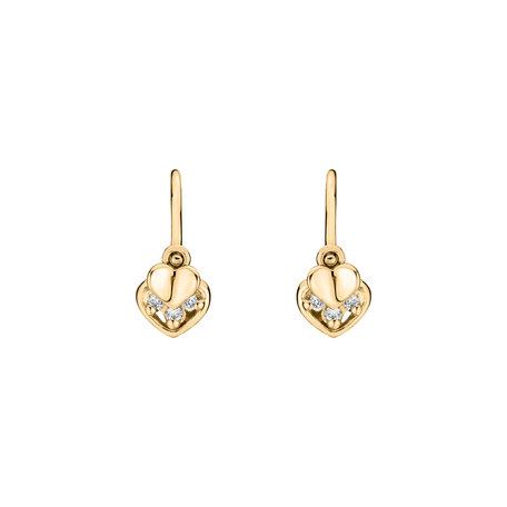 Dětské náušnice s diamanty Elegance Hearts