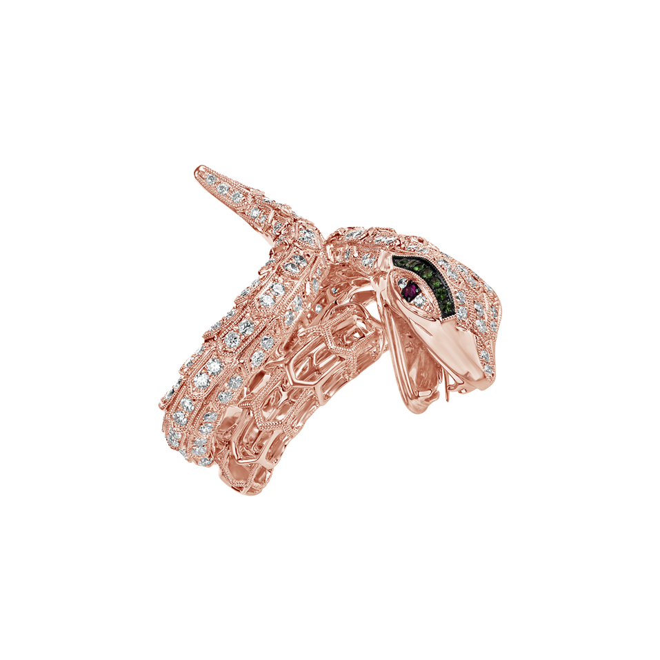 Prsten s diamanty, rubíny a granáty Star Viper