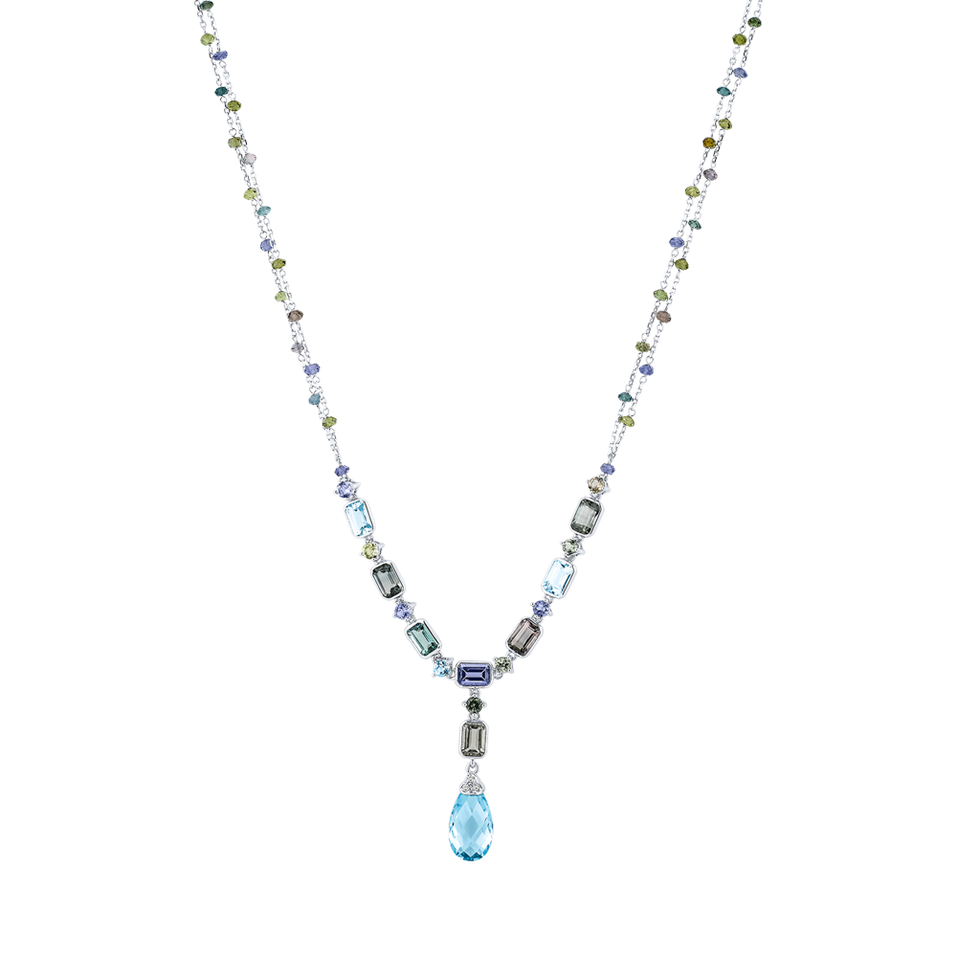 Náhrdelník s diamanty, topazy, turmalíny a Iolite Imposant Countess