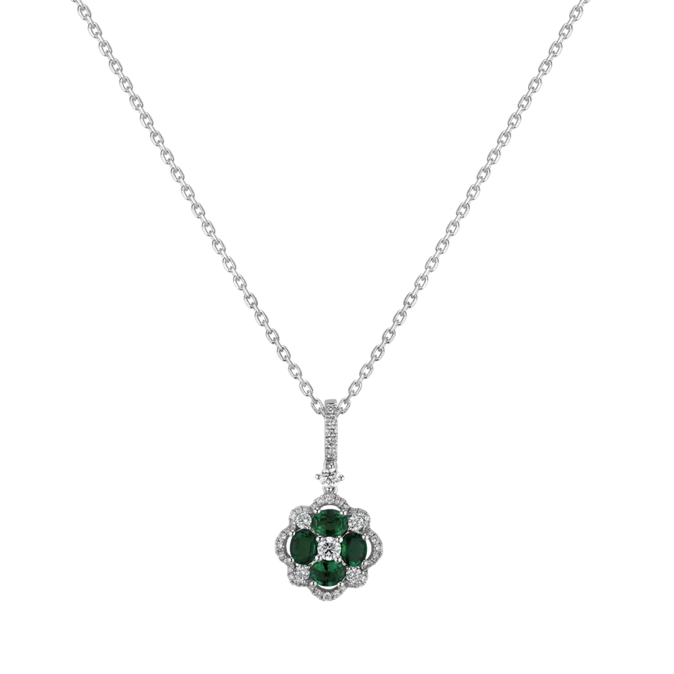 Přívěs s diamanty a smaragdy Shining Clover