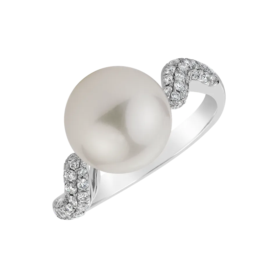 Prsten s perlou a diamanty Purity of Water