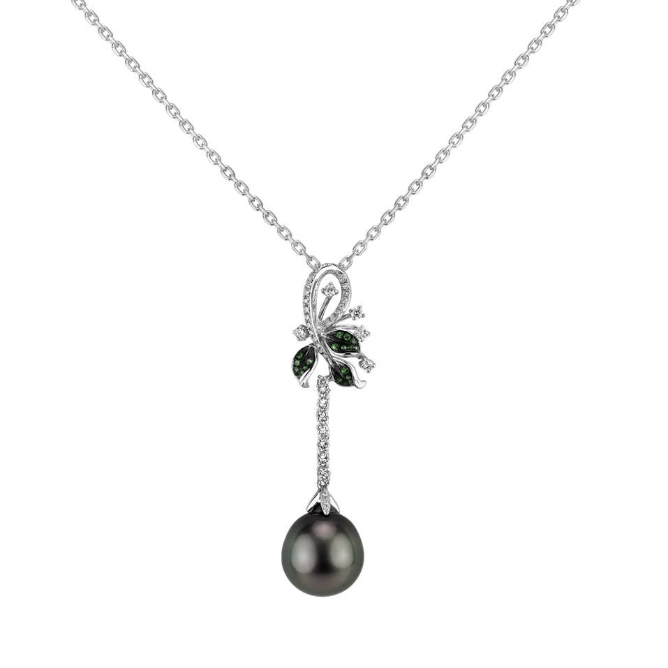 Přívěs s perlou, diamanty a granáty Tahitian Passion