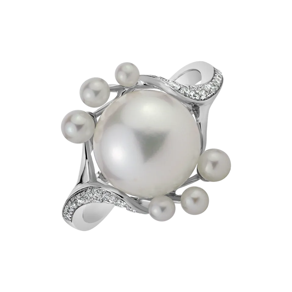 Prsten s perlou a diamanty White Virgin