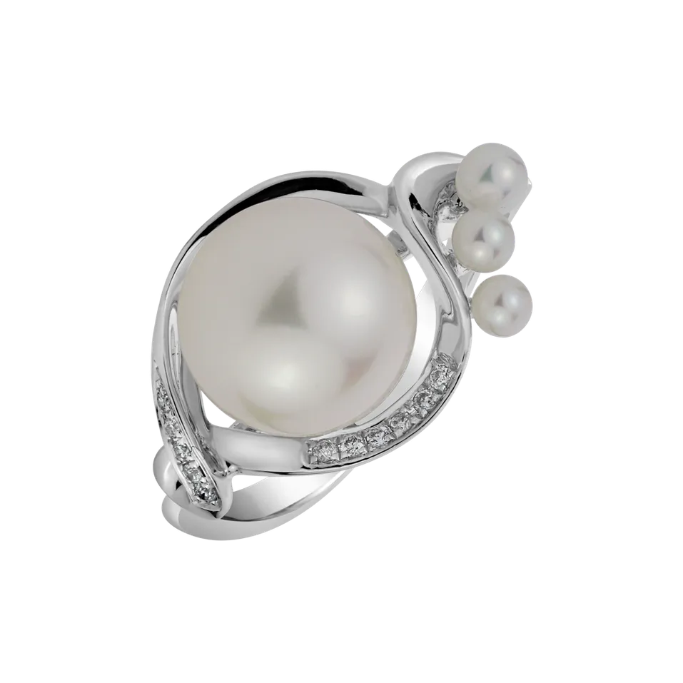 Prsten s perlou a diamanty Princess Pearl