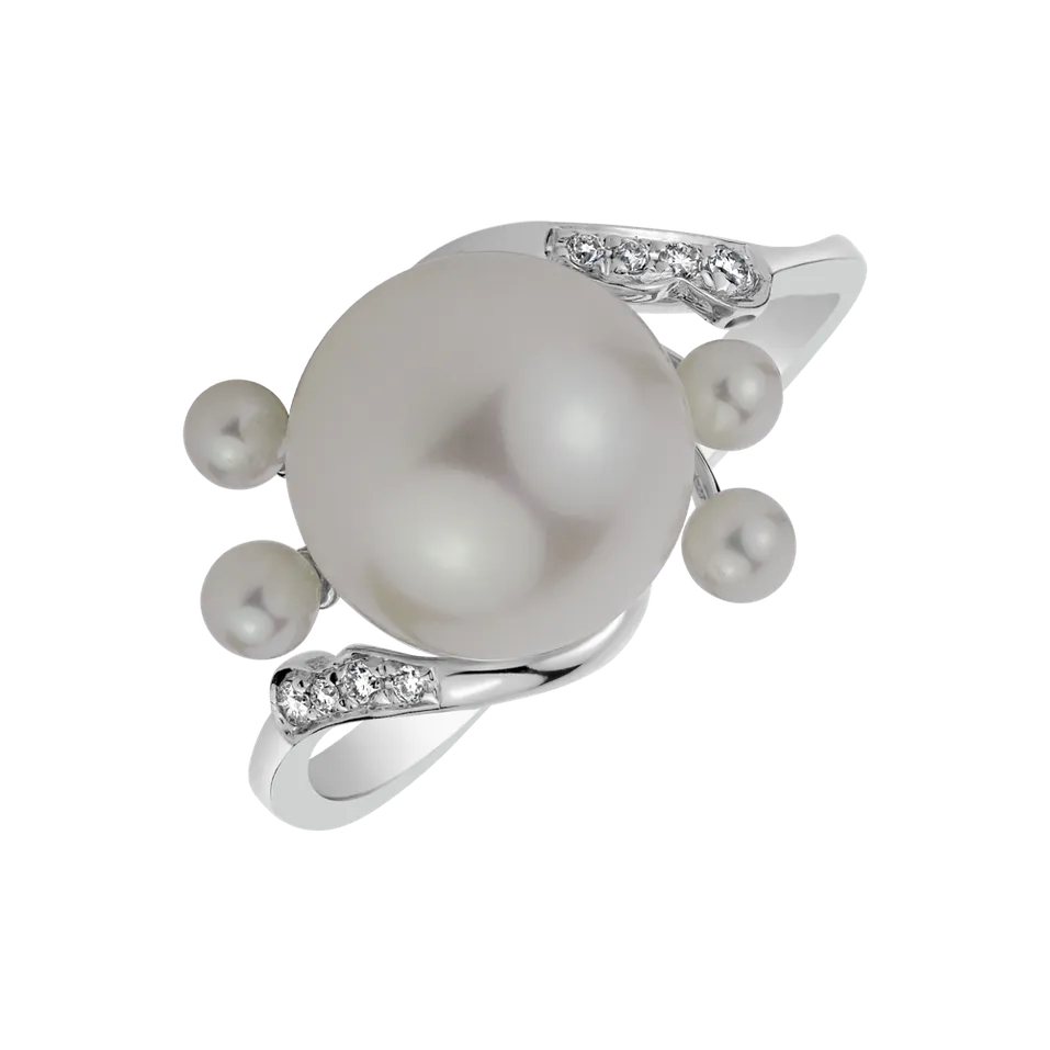 Prsten s perlou a diamanty Pearl Desire