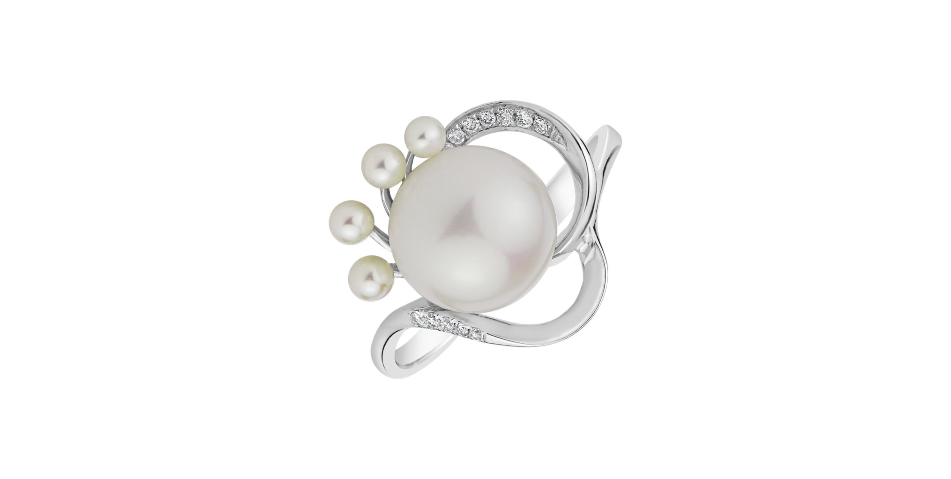 Prsten s perlou a diamanty Pearl Touch