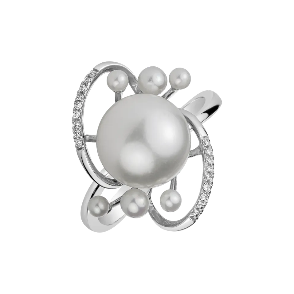 Prsten s perlou a diamanty Nymph Treasure