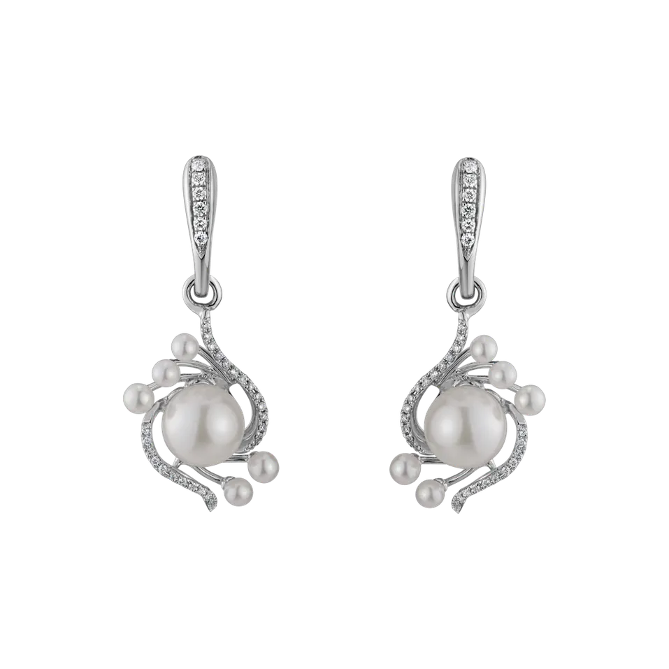 Náušnice s perlami a diamanty White Treasure