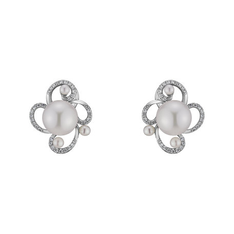 Náušnice s perlami a diamanty Nymph Charm