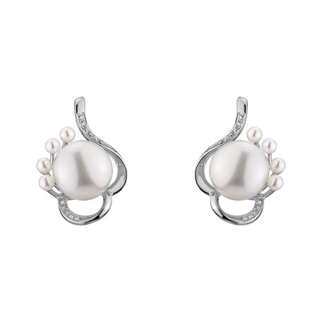Náušnice s perlou a diamanty White Elegance