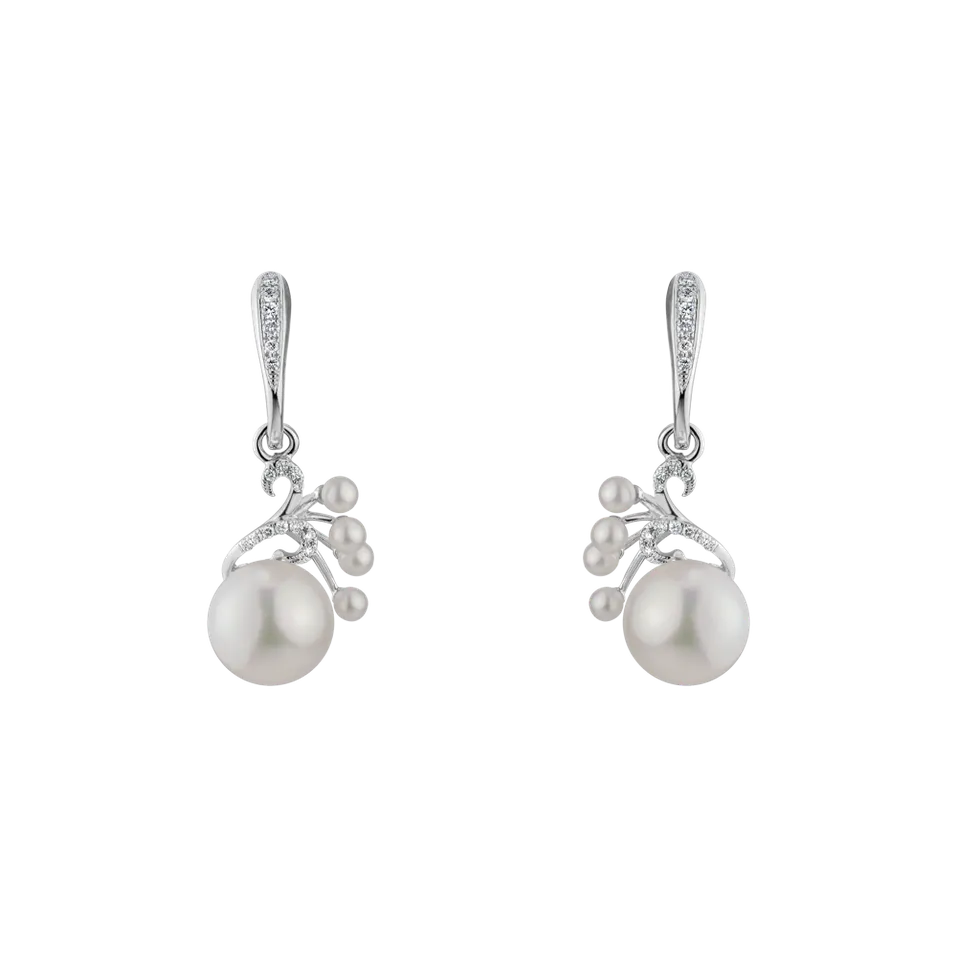 Náušnice s perlami a diamanty Pearl Poem