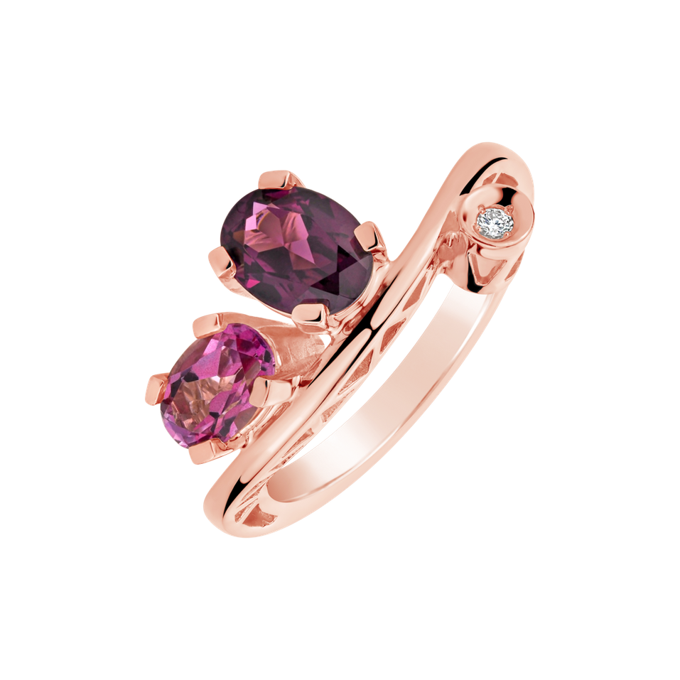 Prsten s diamanty, topazem a rhodolitem Dream Treasure