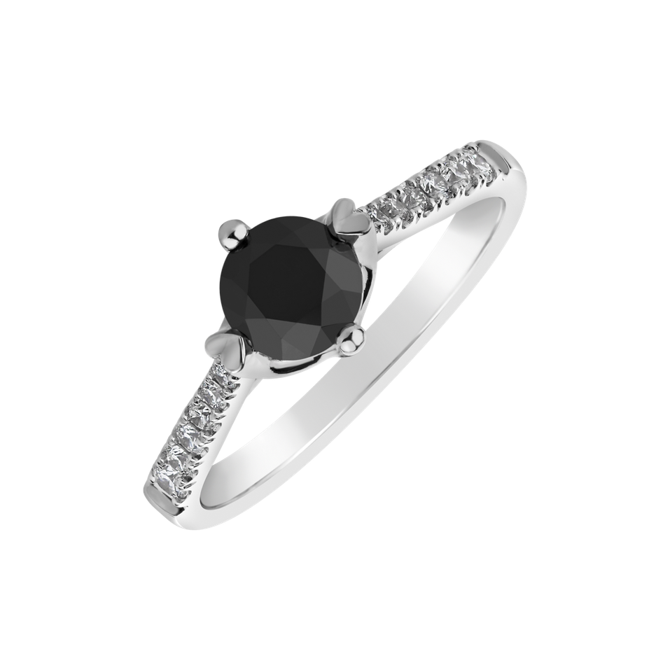 Prsten s bílými a černými diamanty Night Tear