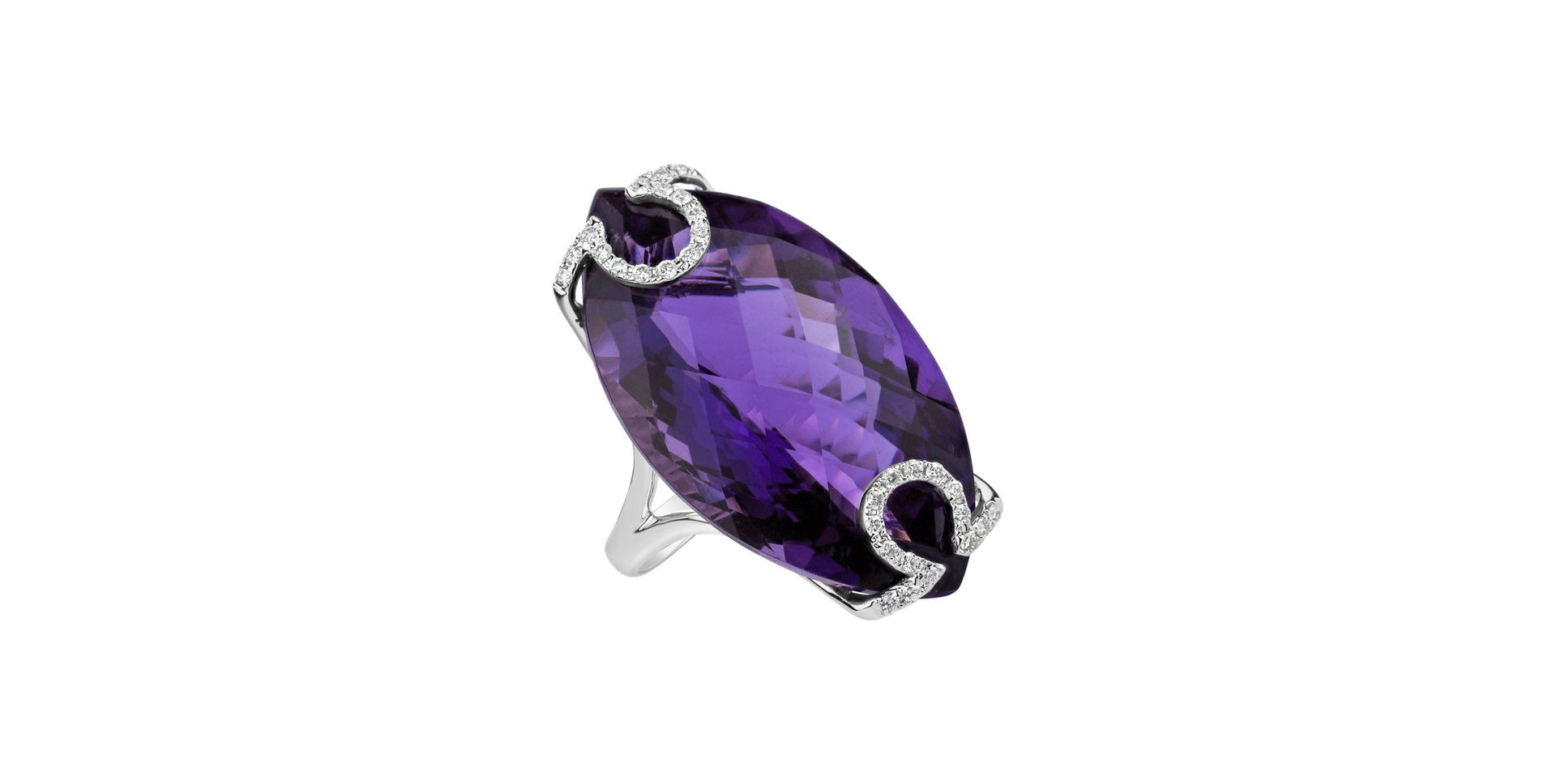 Prsten s ametystem a diamanty Purple Glow