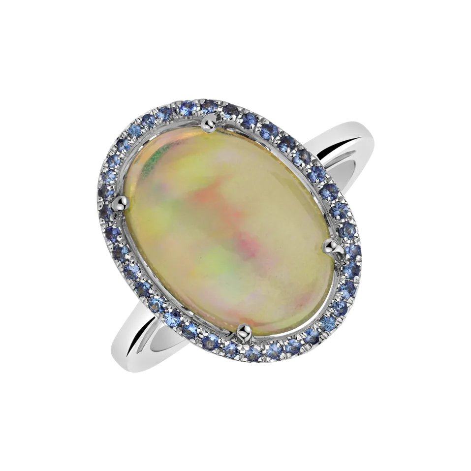 Prsten s diamanty, opálem a safíry Opal Elegance
