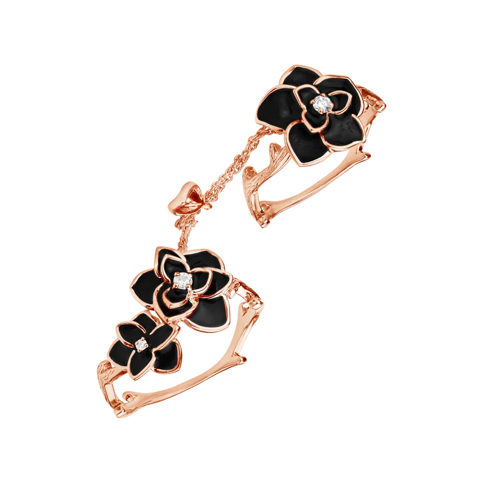 Prsten s diamanty a emaily Floral Delicacy