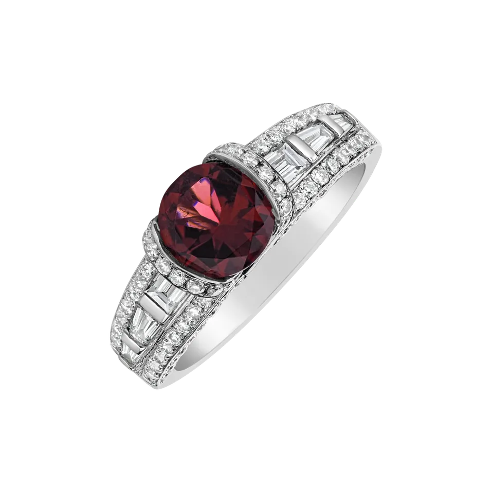 Prsten s turmalínem a diamanty Red Treasure