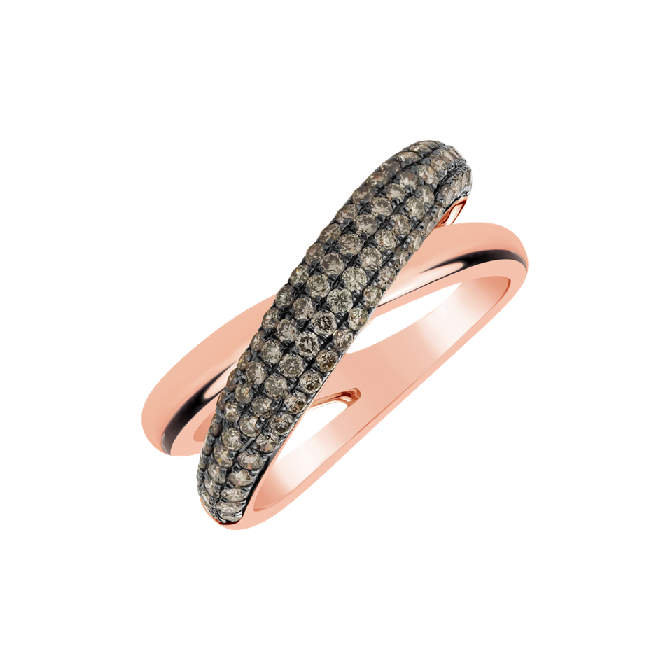 Prsten s hnědými diamanty Star Labyrinth