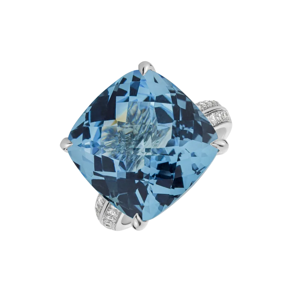 Prsten s topazem a diamanty Blue Czarina
