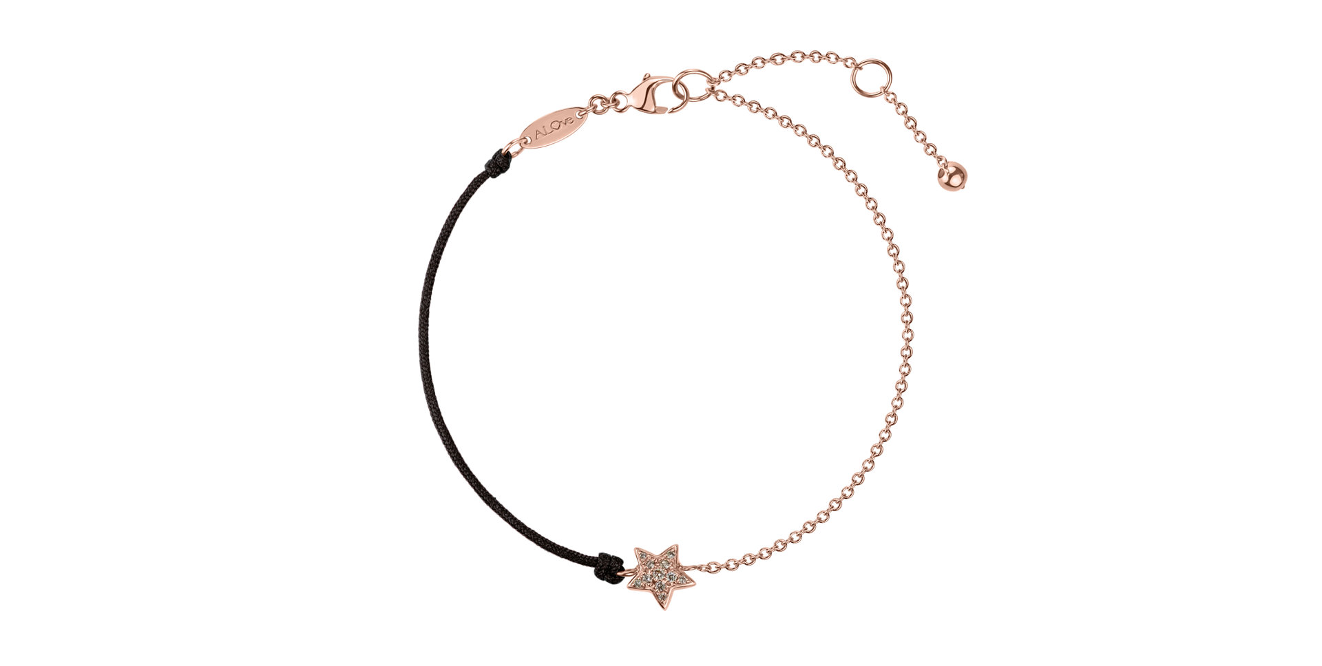 Náramek se šňůrkou a hnědými diamanty Be a Star