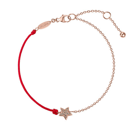 Náramek se šňůrkou a hnědými diamanty Be a Star