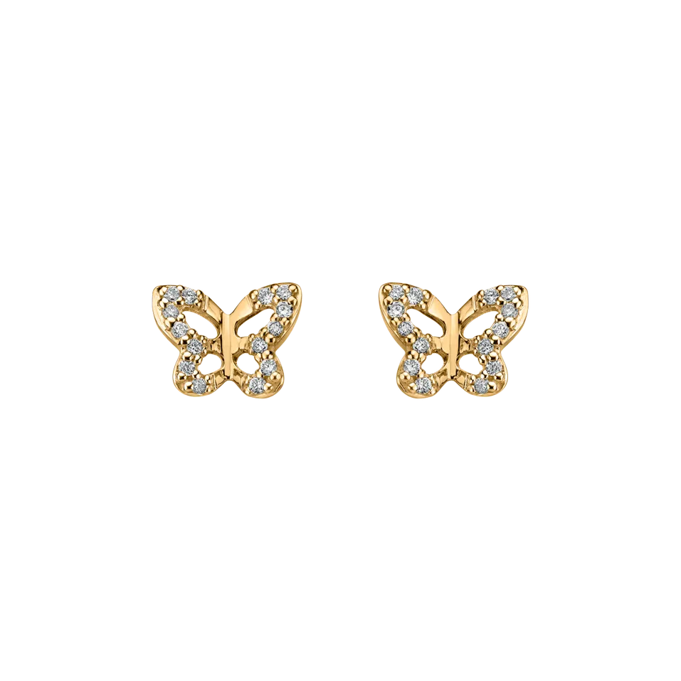 Náušnice s diamanty Cute Butterfly