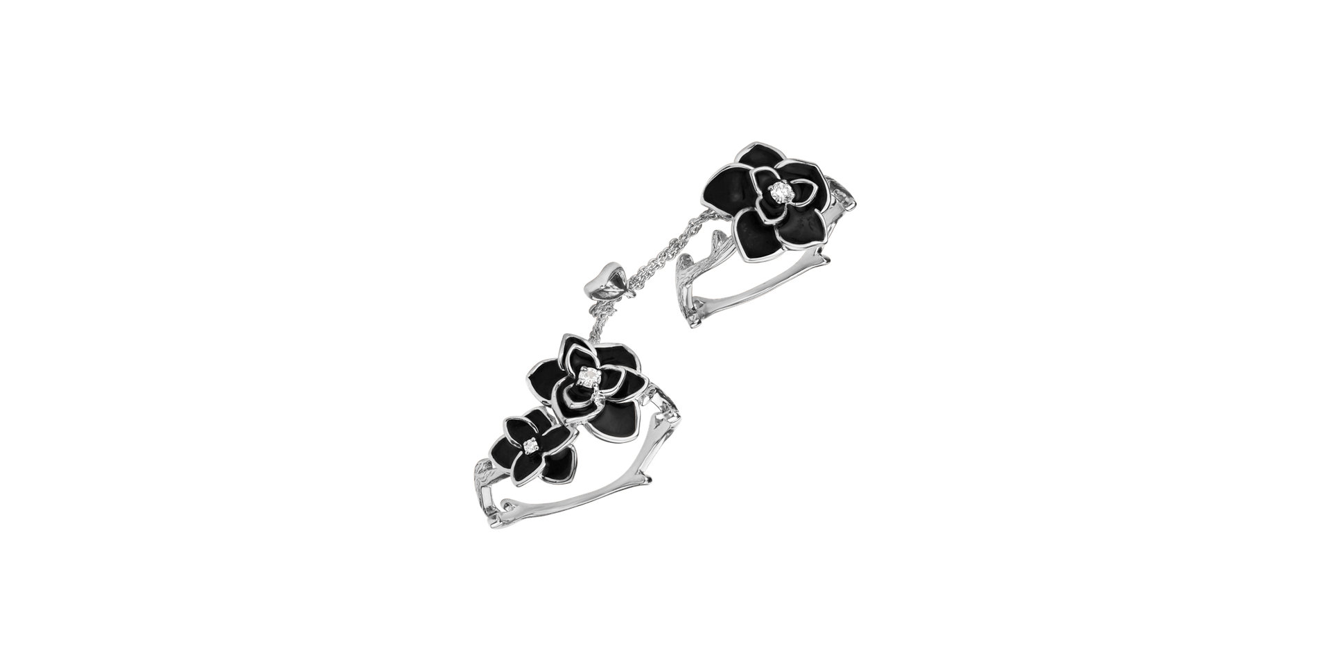 Prsten s diamanty a emaily Eclipse of Flowers