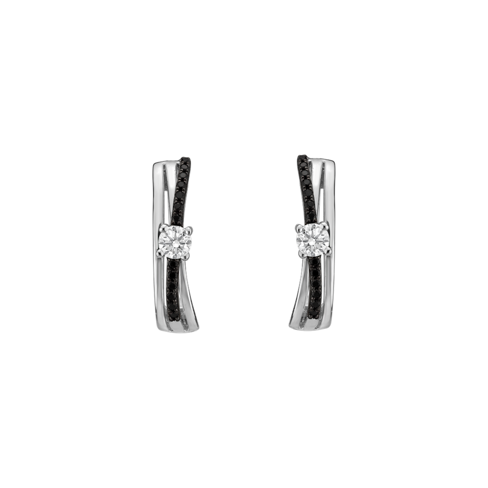 Náušnice s černými a bílými diamanty Lady Cosmos
