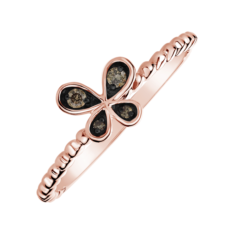 Prsten s hnědými diamanty Butterfly