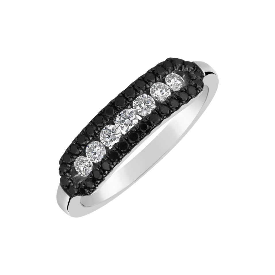 Prsten s černými a bílými diamanty Bright Life
